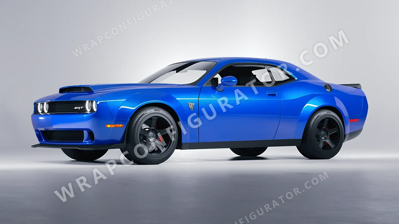 Blue Dodge Challenger SRT 2023 wrapped in Colourshield PPF by HyperPro Ocean Blue HGM68-P