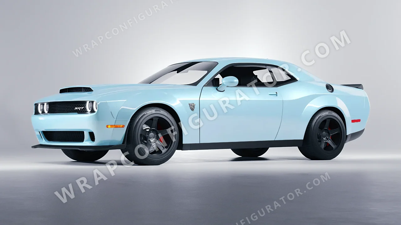 Blue Dodge Challenger SRT 2023 wrapped in Inozetek Dynamic PPF Blue DPPF937