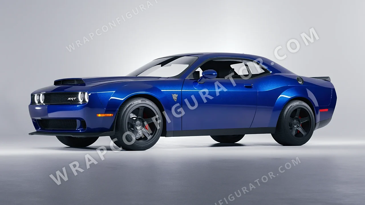 Blue Dodge Challenger SRT 2023 wrapped in Inozetek Dynamic PPF Blue Raspberry DPPF914