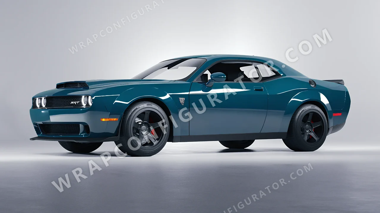 Blue Dodge Challenger SRT 2023 wrapped in Inozetek Dynamic PPF Petrol Blue DPPF705