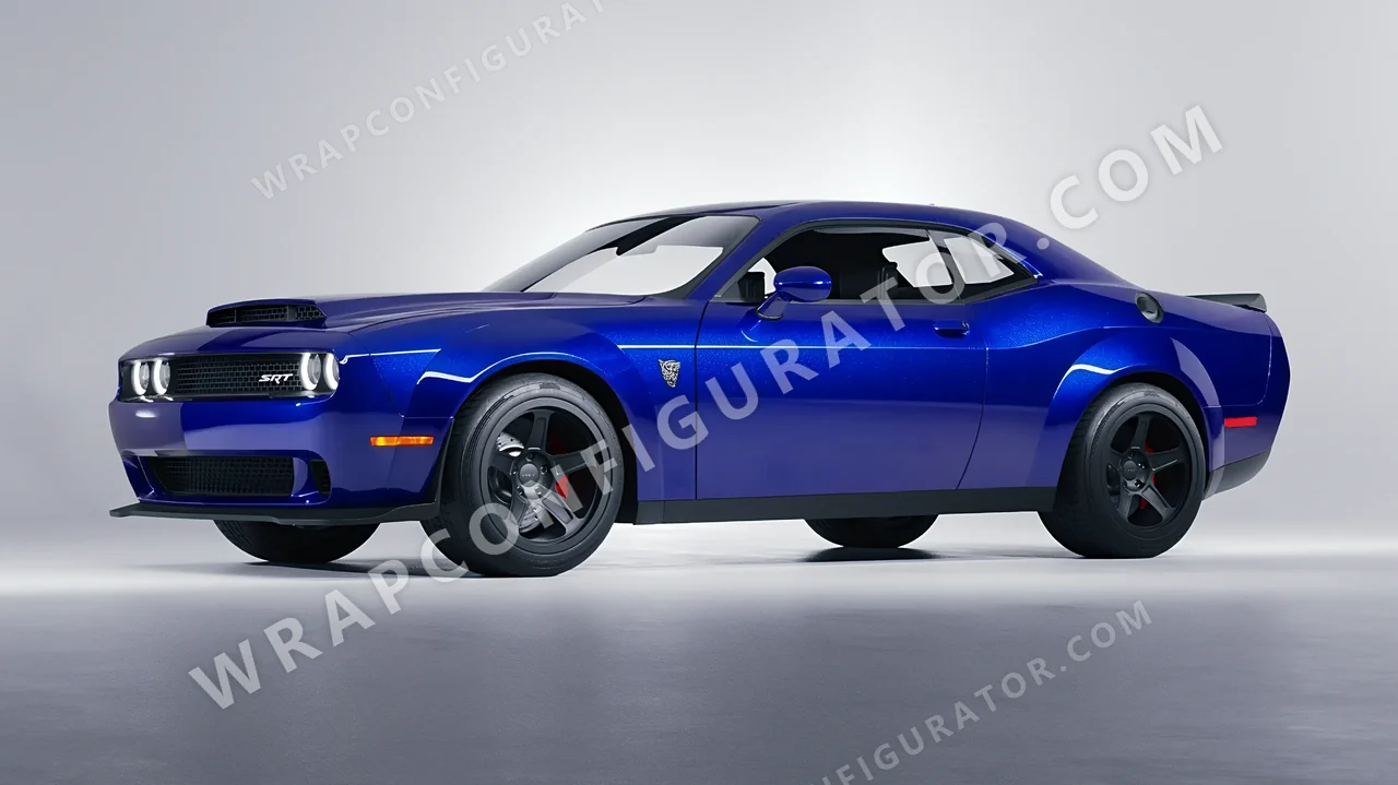 Blue Dodge Challenger SRT 2023 wrapped in Inozetek Dynamic PPF Royal Blue DPPF712
