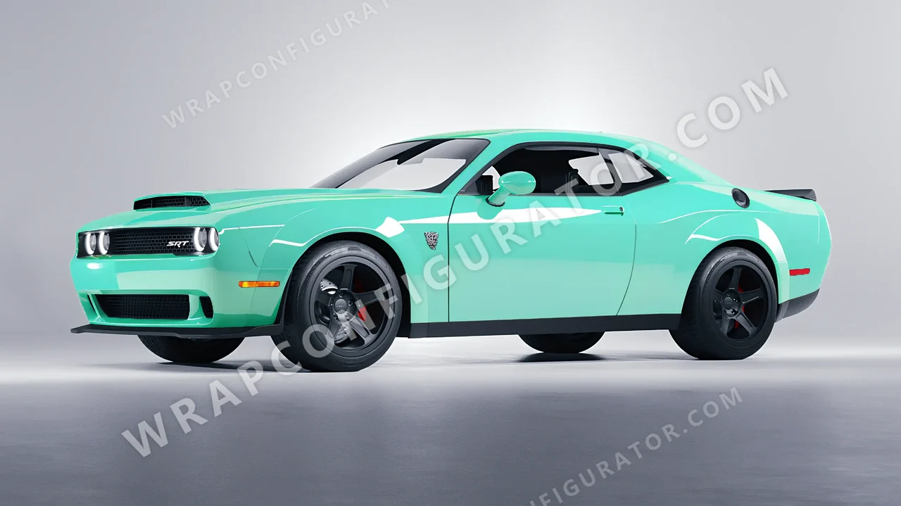 Blue Dodge Challenger SRT 2023 wrapped in Inozetek Dynamic PPF Tiffany Blue DPPF935
