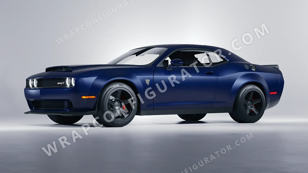 Blue Dodge Challenger SRT 2023 wrapped in KPMF Frozen Sapphire Matt K75578