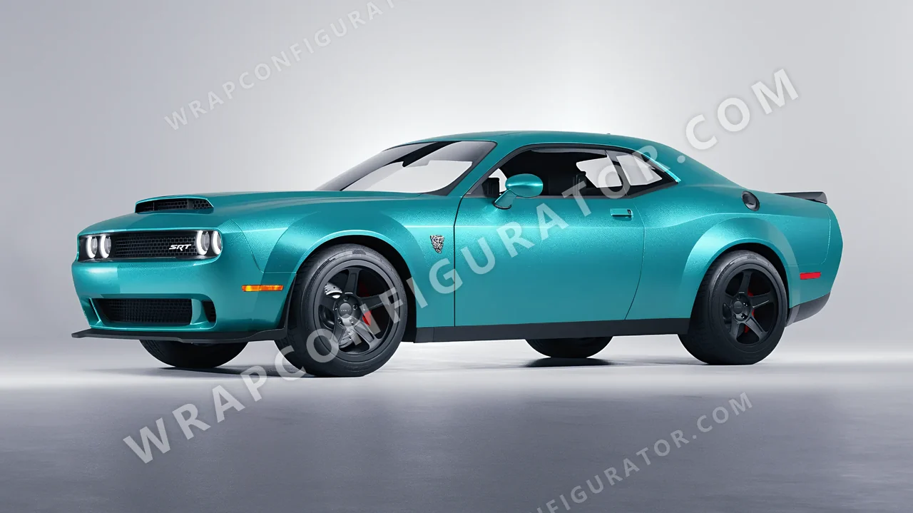 Blue Dodge Challenger SRT 2023 wrapped in KPMF Matt Dynamic Turquoise K75511