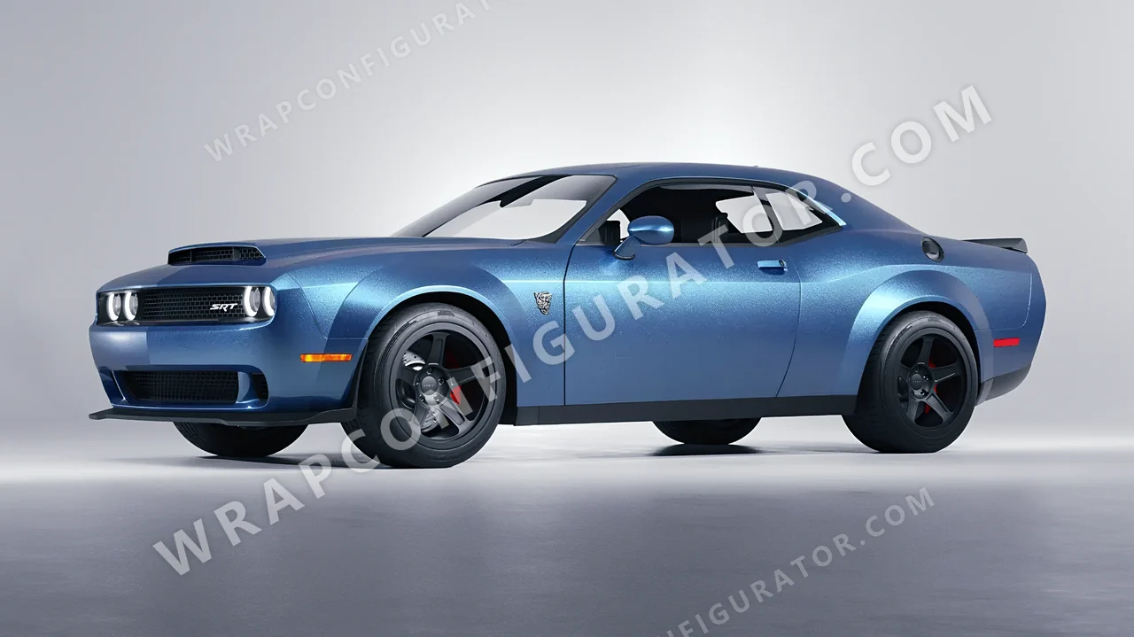 Blue Dodge Challenger SRT 2023 wrapped in KPMF Matt Elan Blue K75561