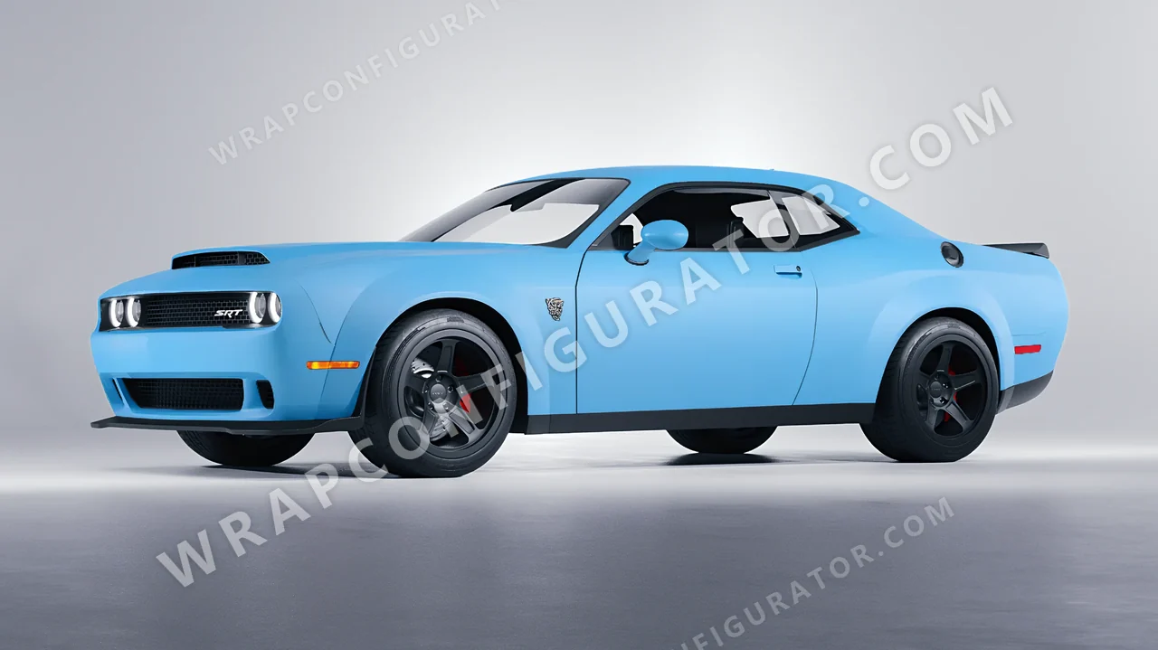 Blue Dodge Challenger SRT 2023 wrapped in KPMF Matt Palladian Blue K75517