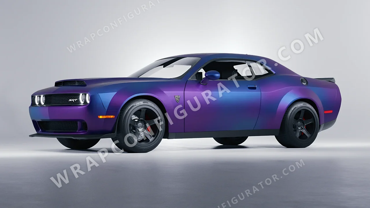 Blue Dodge Challenger SRT 2023 wrapped in KPMF Matt Purple Blue Iridescent K75566