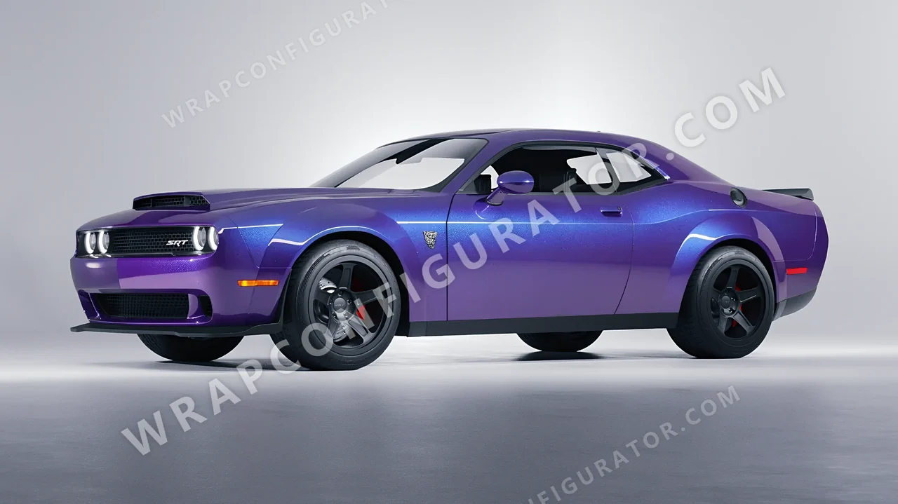 Blue Dodge Challenger SRT 2023 wrapped in KPMF Twilight Sky K75417