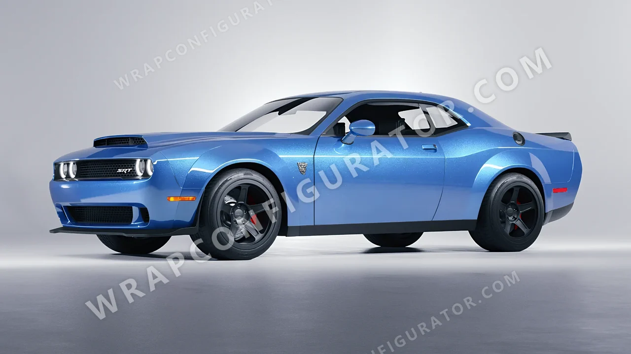 Blue Dodge Challenger SRT 2023 wrapped in ORACAL Azure 970RA-197G