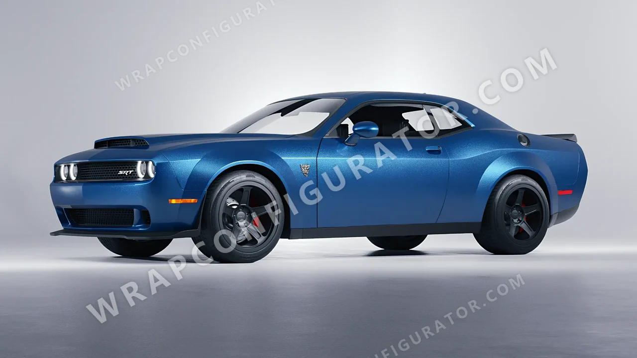 Blue Dodge Challenger SRT 2023 wrapped in ORACAL Azure 970RA-197M