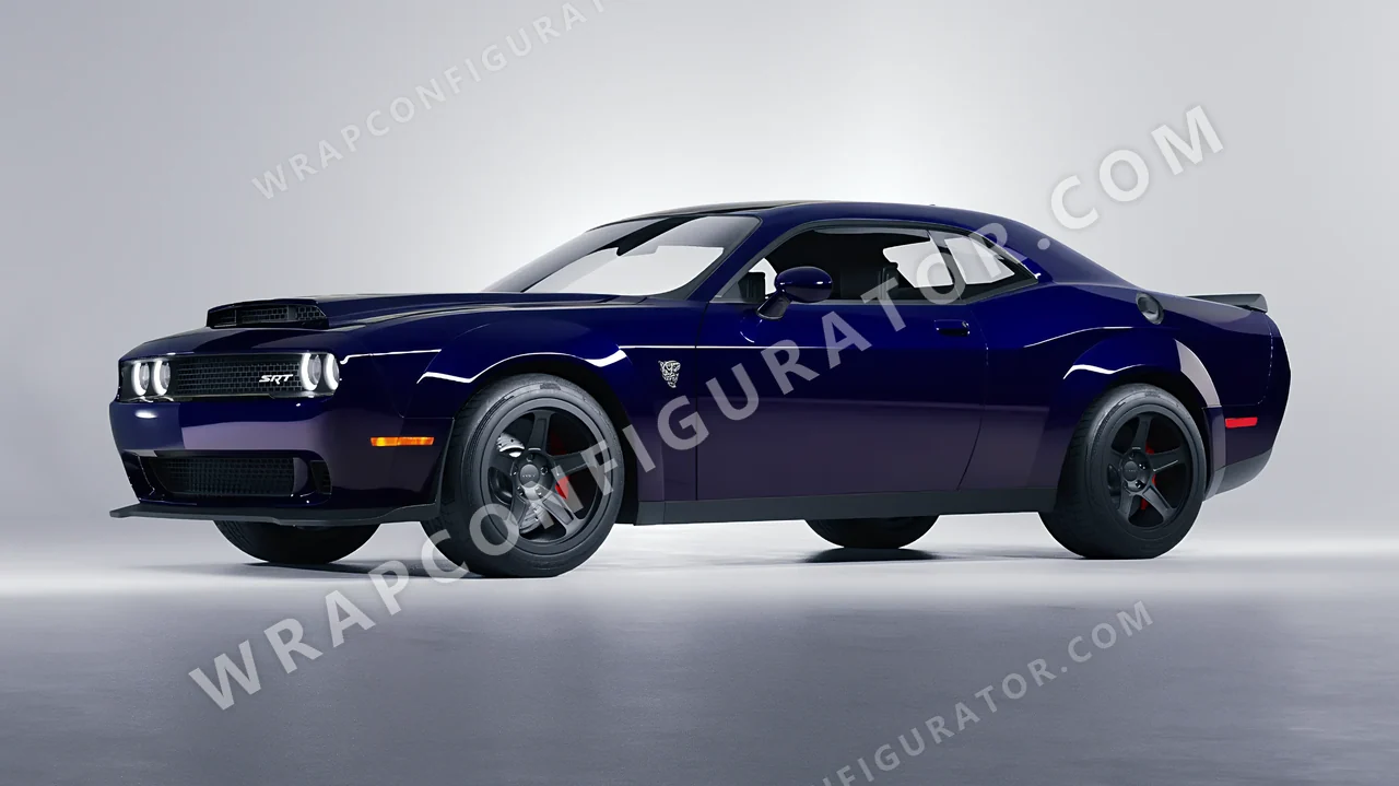 Blue Dodge Challenger SRT 2023 wrapped in ORACAL Baltic Blue 970RA-178G