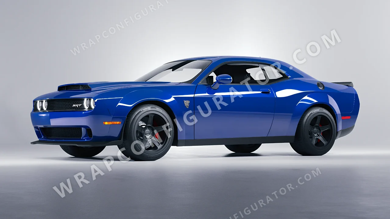 Blue Dodge Challenger SRT 2023 wrapped in ORACAL Blue 970RA-067G