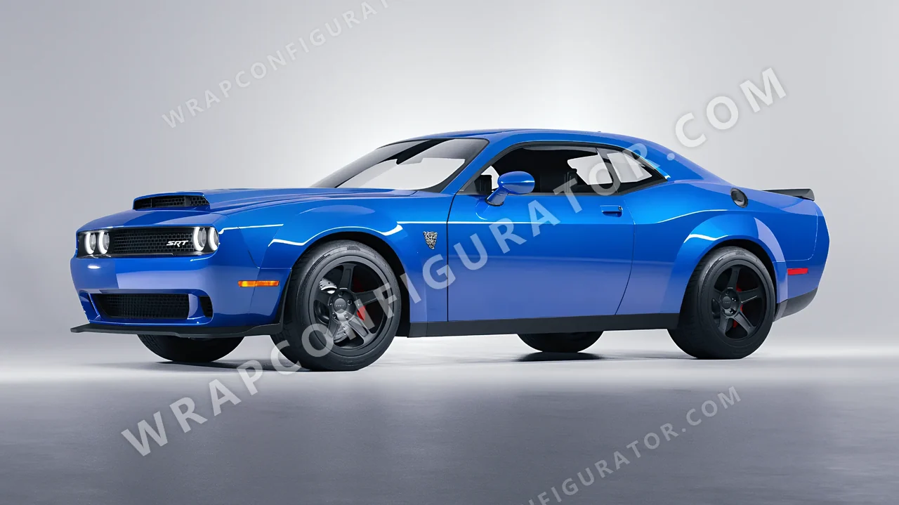 Blue Dodge Challenger SRT 2023 wrapped in ORACAL Fjord Blue 970RA-547G