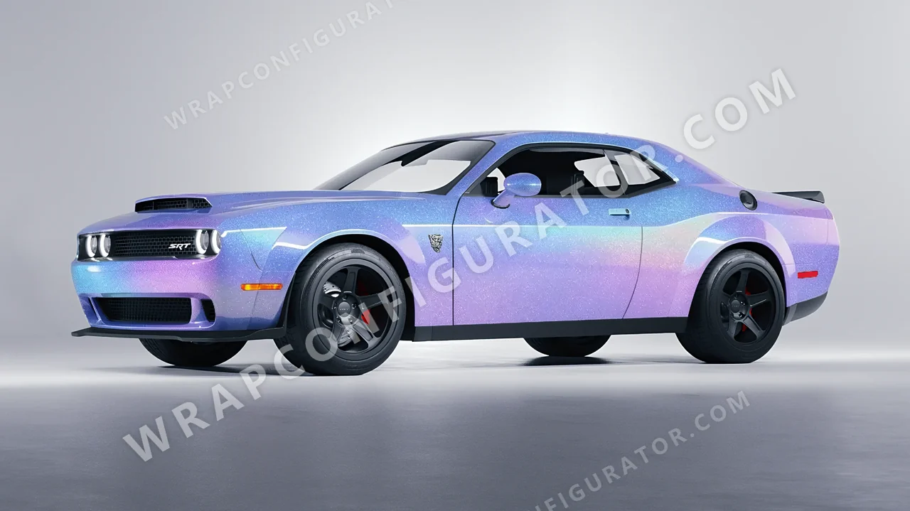 Blue Dodge Challenger SRT 2023 wrapped in ORACAL Intergalactic Blue 970RA-155G