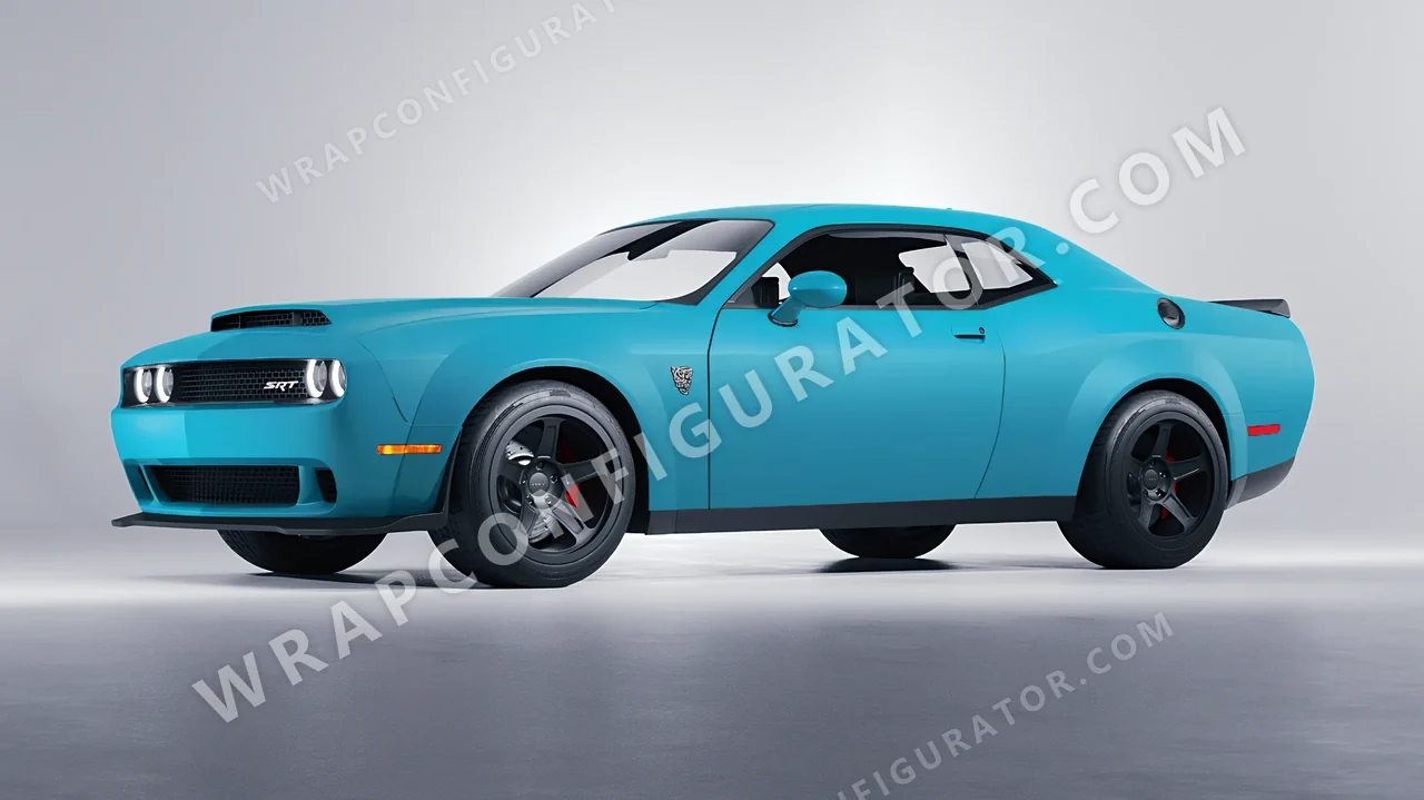 Blue Dodge Challenger SRT 2023 wrapped in ORACAL Lagoon 970RA-553M