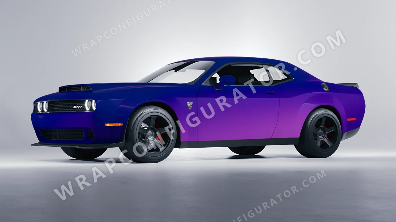 Blue Dodge Challenger SRT 2023 wrapped in ORACAL Matt Ultramarine Violet 970RA-319M