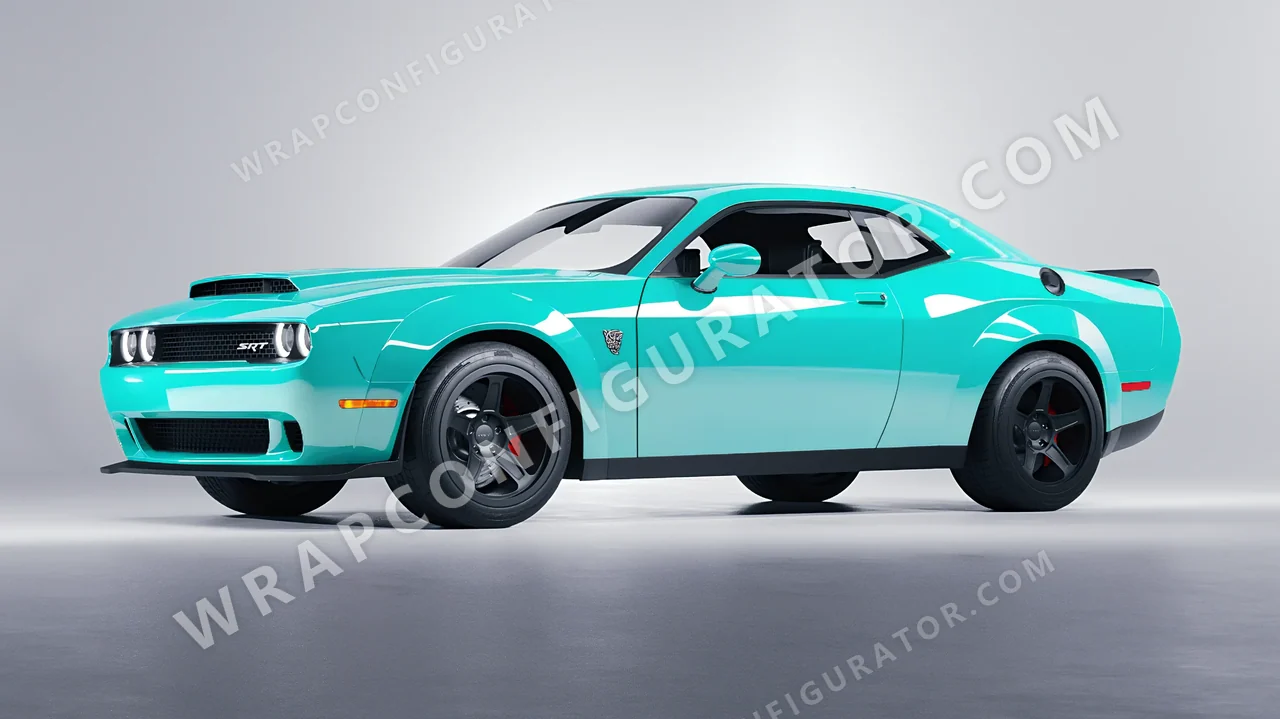 Blue Dodge Challenger SRT 2023 wrapped in ORACAL Mint 970RA-055G