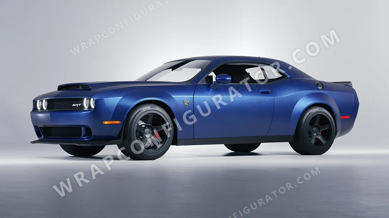 Blue Dodge Challenger SRT 2023 wrapped in ORACAL Night Blue 970RA-196M