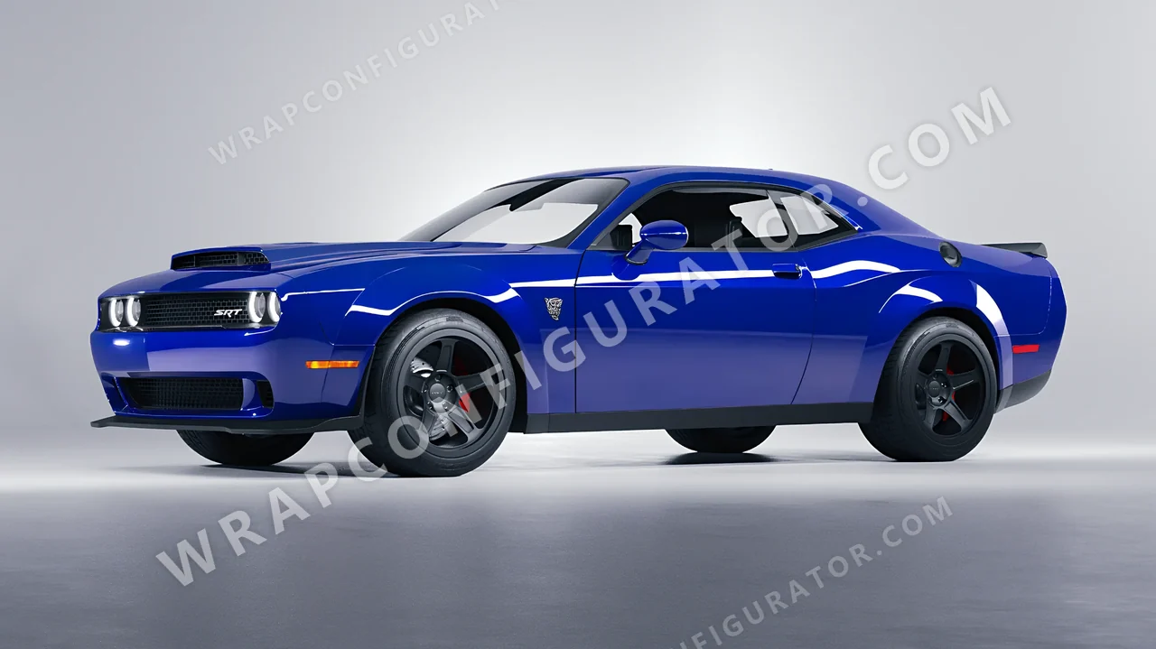 Blue Dodge Challenger SRT 2023 wrapped in ORACAL Night Blue 970RA-511G