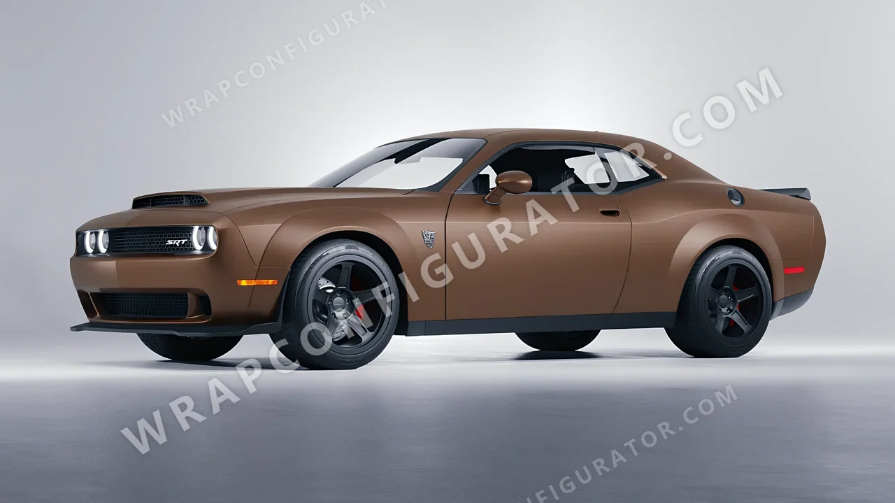 Brown Dodge Challenger SRT 2023 wrapped in 3M Matte Brown Metallic M209