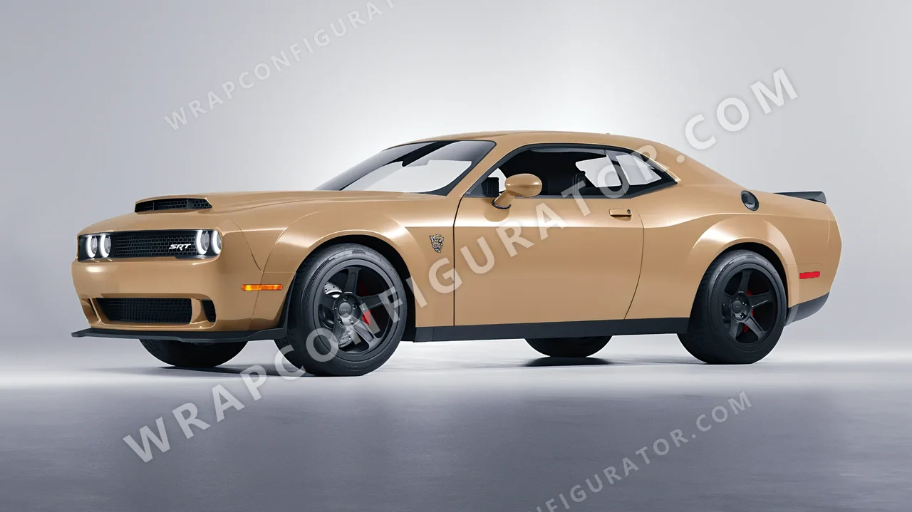 Brown Dodge Challenger SRT 2023 wrapped in 3M Sandstone S49