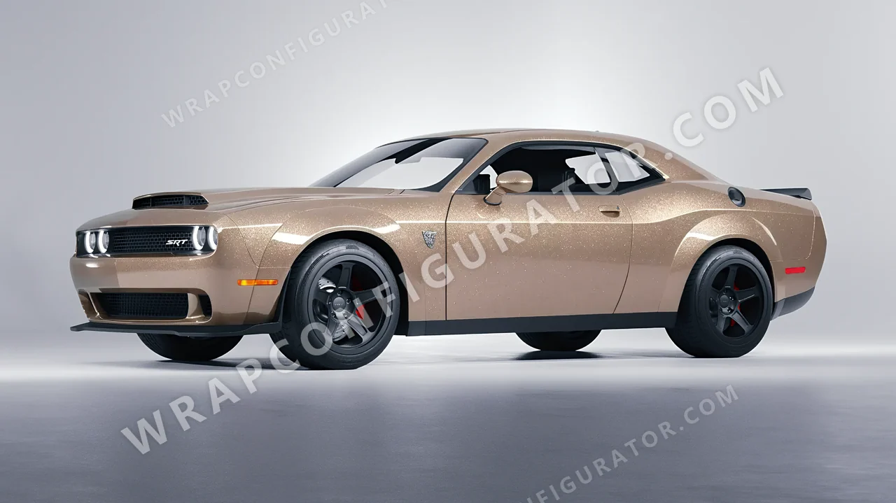 Brown Dodge Challenger SRT 2023 wrapped in Avery Dennison Sand Sparkle SW900-255-M