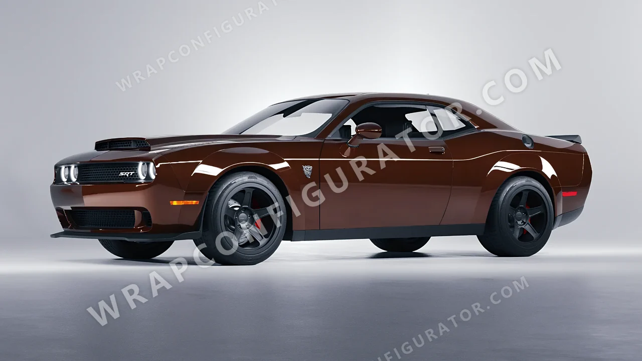 Brown Dodge Challenger SRT 2023 wrapped in Inozetek Dynamic PPF DDE Chocolate DDE103