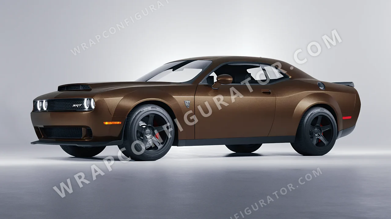 Brown Dodge Challenger SRT 2023 wrapped in KPMF Matt Java Brown K75543