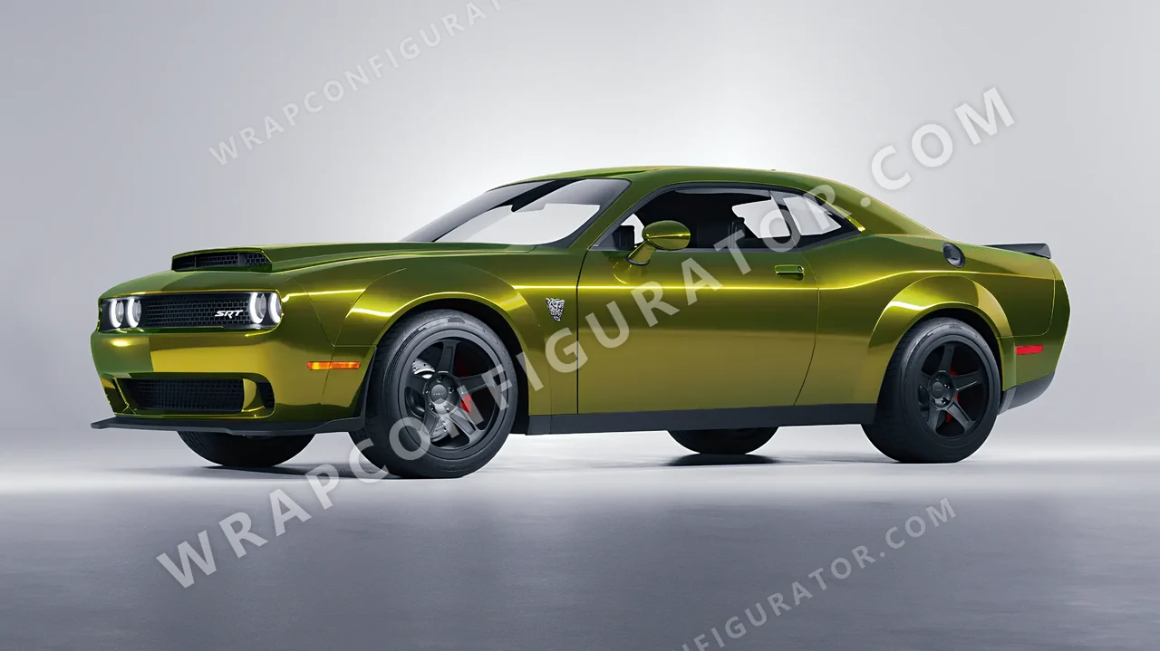 Green Dodge Challenger SRT 2023 wrapped in Colourshield PPF by HyperPro Ghost Green MSF14G-P