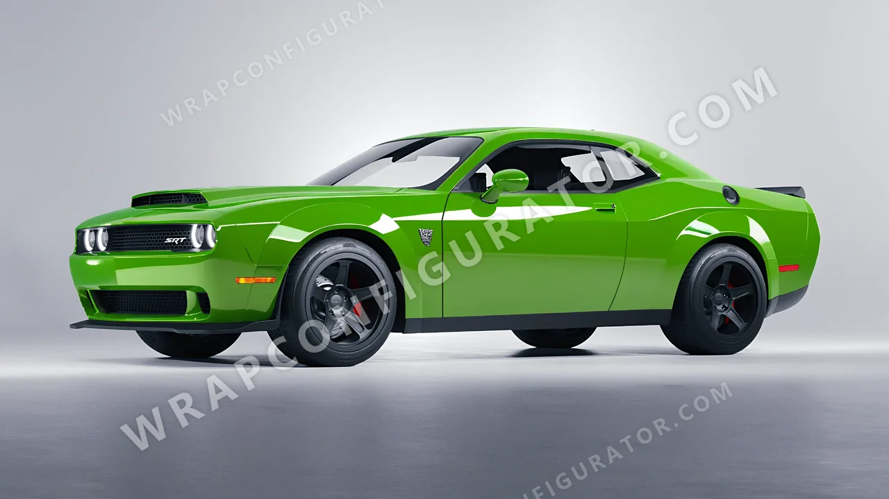 Green Dodge Challenger SRT 2023 wrapped in Colourshield PPF by HyperPro Kelly Green HGF30-P