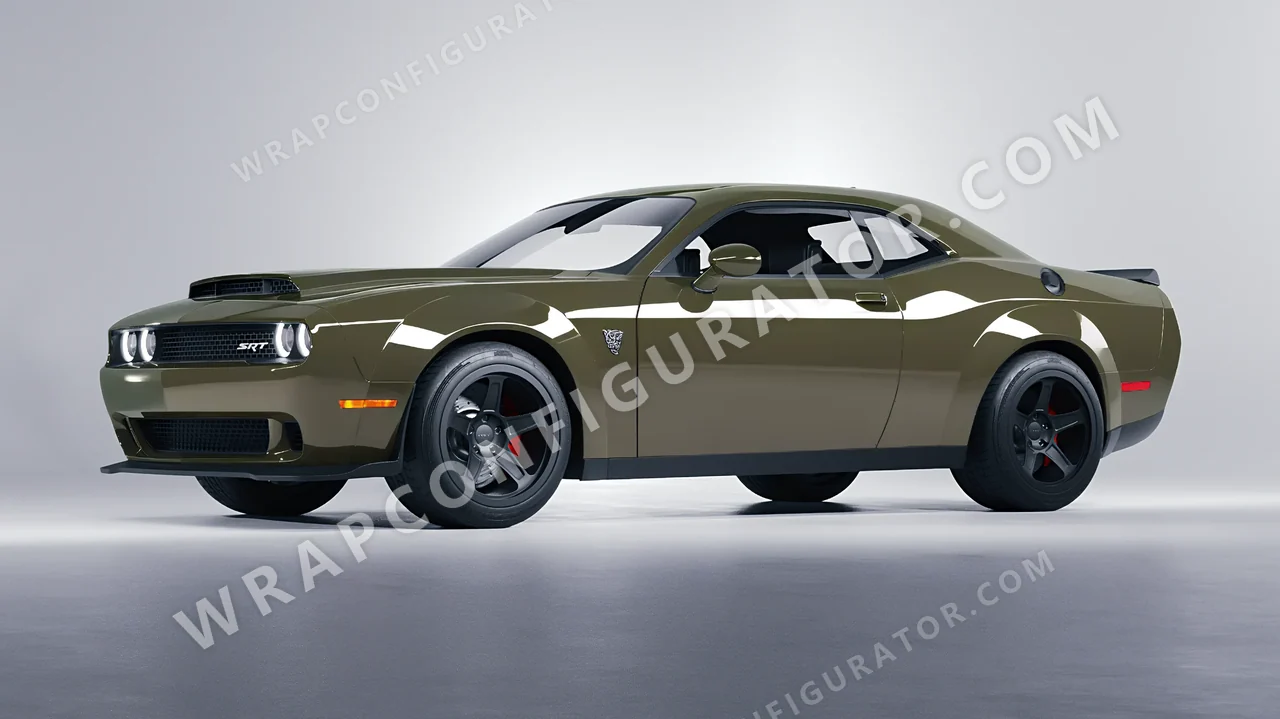 Green Dodge Challenger SRT 2023 wrapped in Colourshield PPF by HyperPro Laurel Green HGF28-P