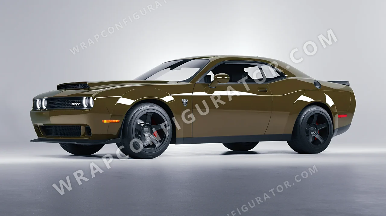Green Dodge Challenger SRT 2023 wrapped in Colourshield PPF by HyperPro Light Grass Green HGF53-P