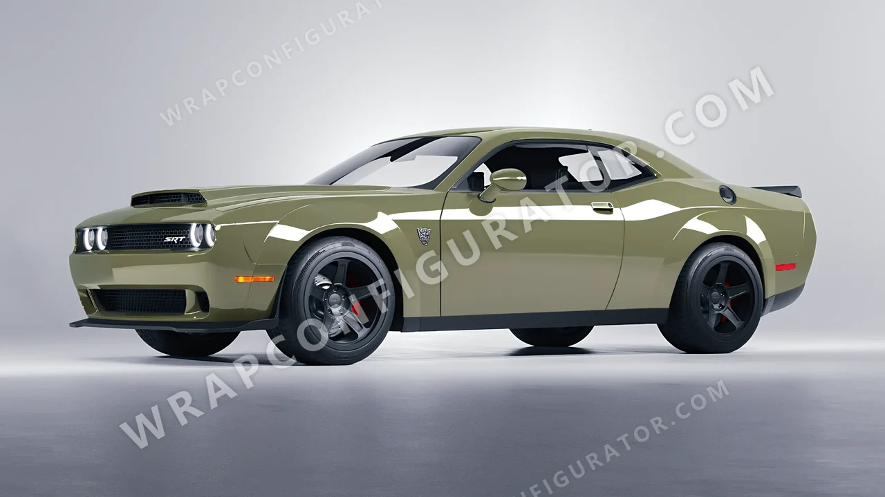 Green Dodge Challenger SRT 2023 wrapped in Colourshield PPF by HyperPro Light Green HGF19-P
