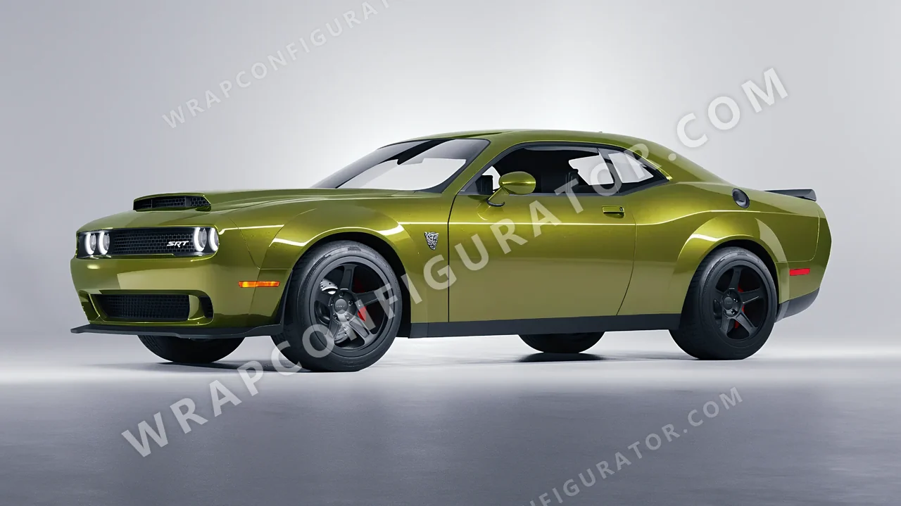 Green Dodge Challenger SRT 2023 wrapped in Colourshield PPF by HyperPro Olive Green HGM25-P