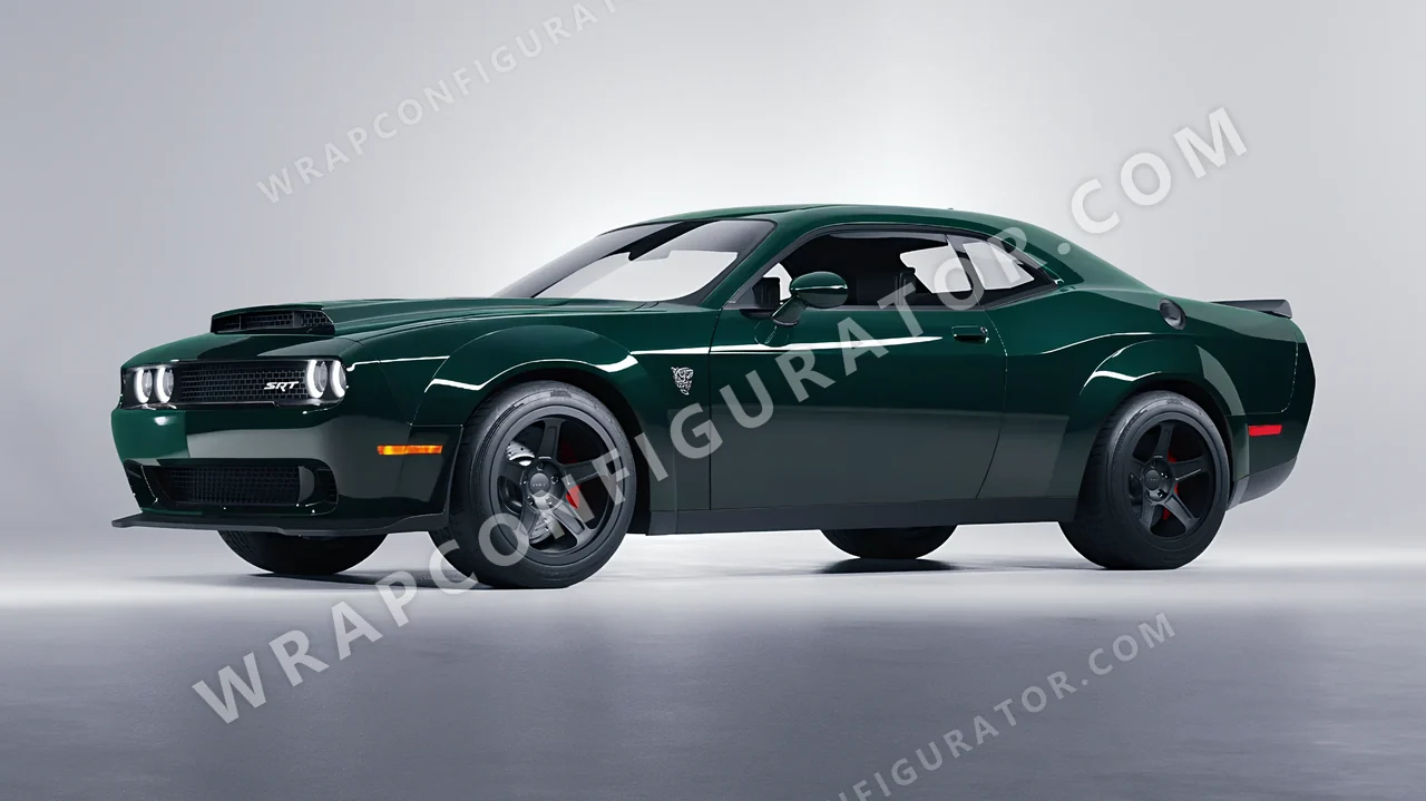 Green Dodge Challenger SRT 2023 wrapped in Colourshield PPF by HyperPro Sacramento Green HGF35-P