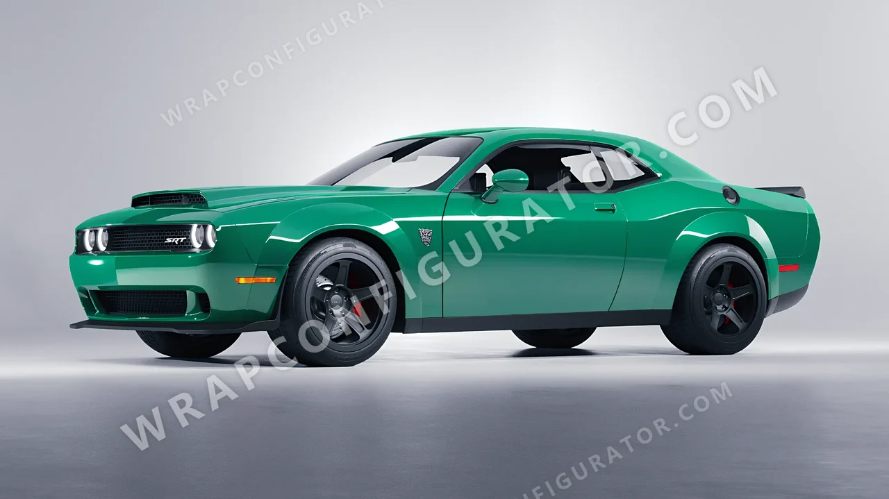 Green Dodge Challenger SRT 2023 wrapped in Colourshield PPF by HyperPro Sea Green HGF79-P
