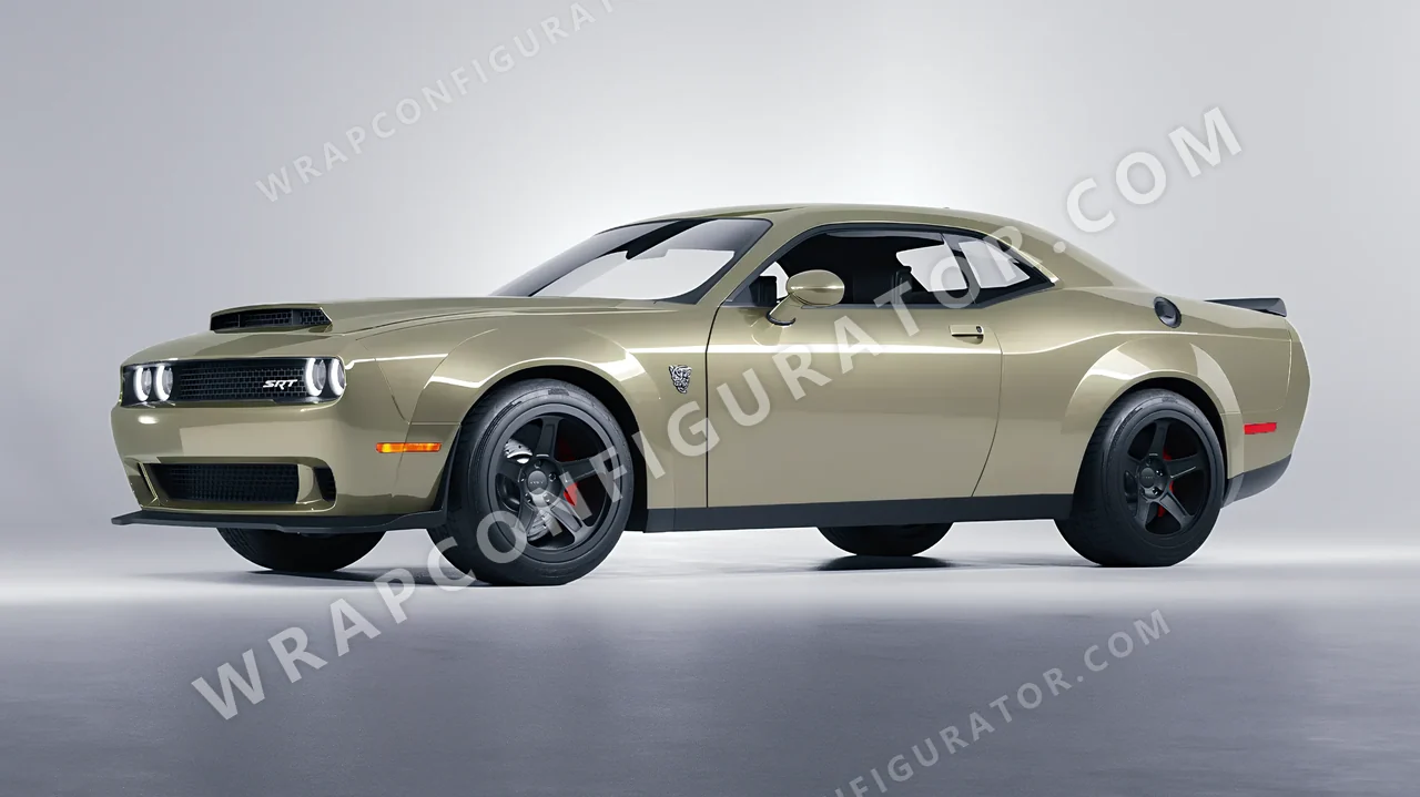Green Dodge Challenger SRT 2023 wrapped in Colourshield PPF by HyperPro Shadow Green HGM71-P
