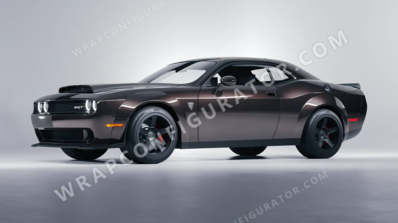 Grey Dodge Challenger SRT 2023 wrapped in 3M Gloss Charcoal Metallic G211