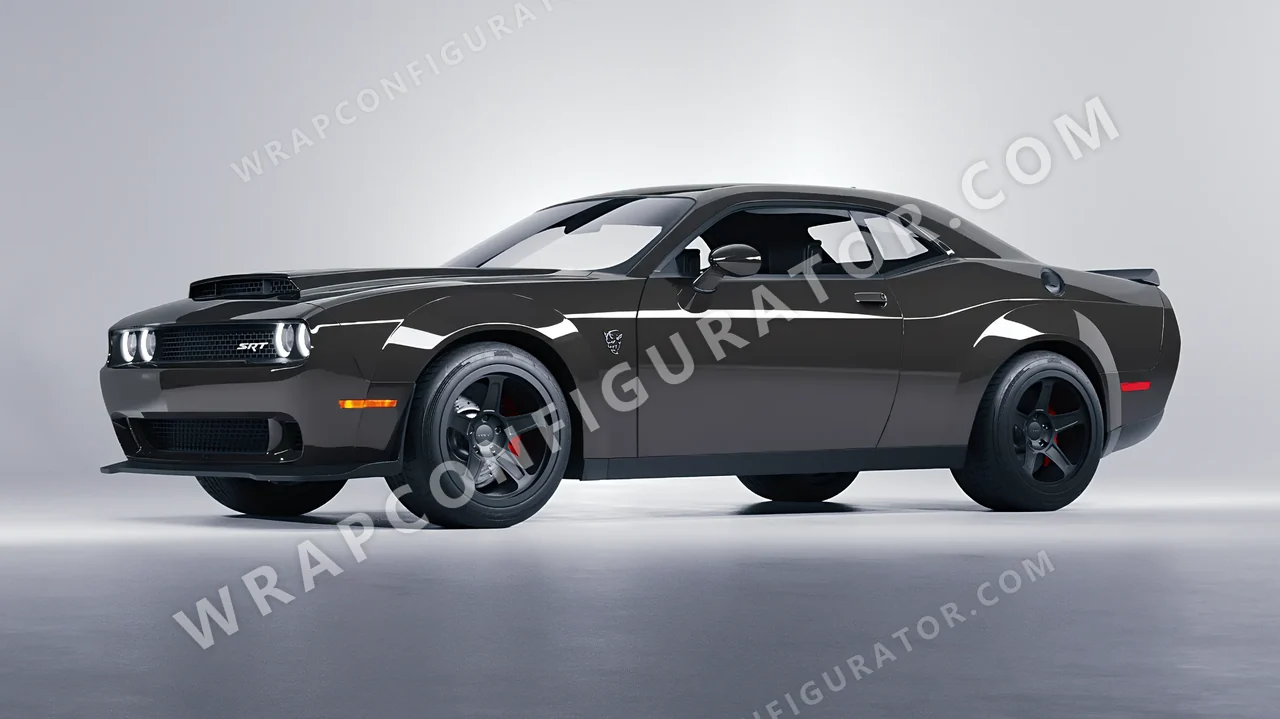 Grey Dodge Challenger SRT 2023 wrapped in 3M Meteor Gray HG81