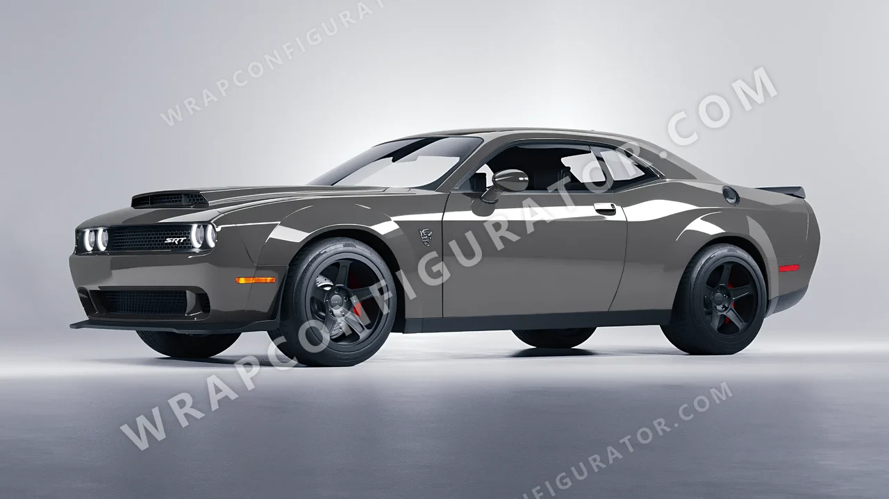Grey Dodge Challenger SRT 2023 wrapped in 3M Nardo Gray HG61