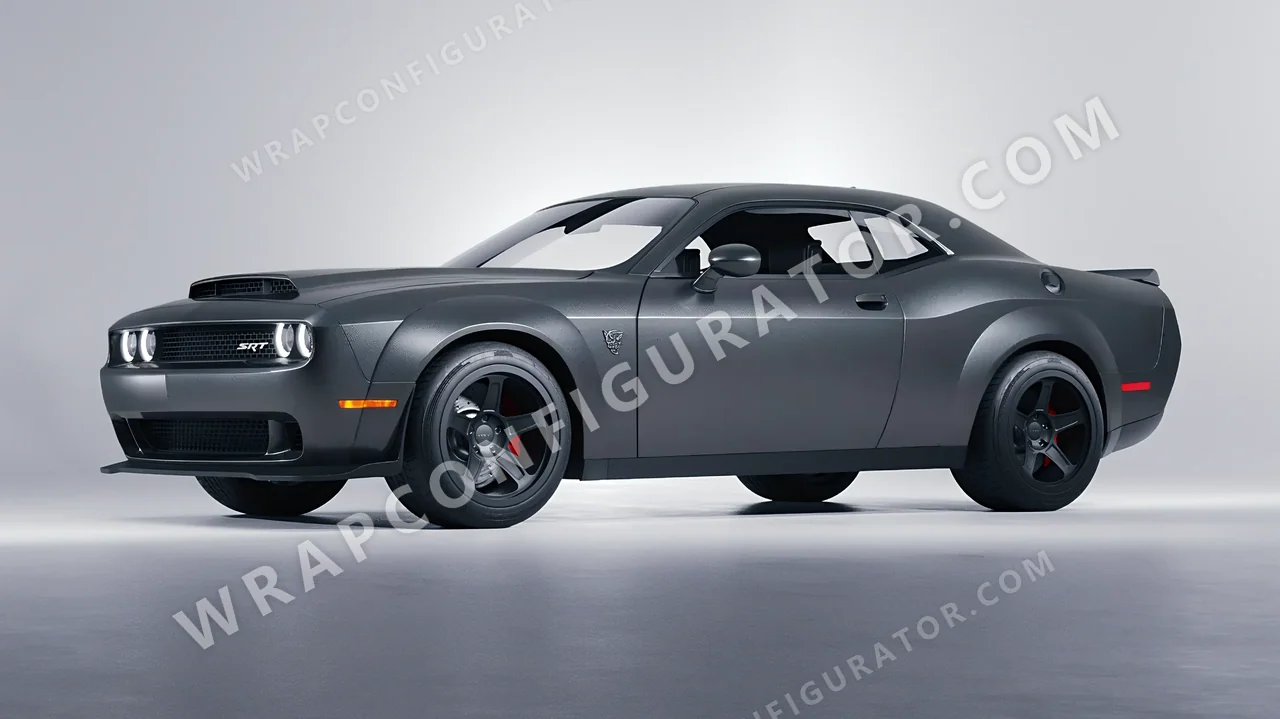 Grey Dodge Challenger SRT 2023 wrapped in Avery Dennison Anthracite SW900-858-M