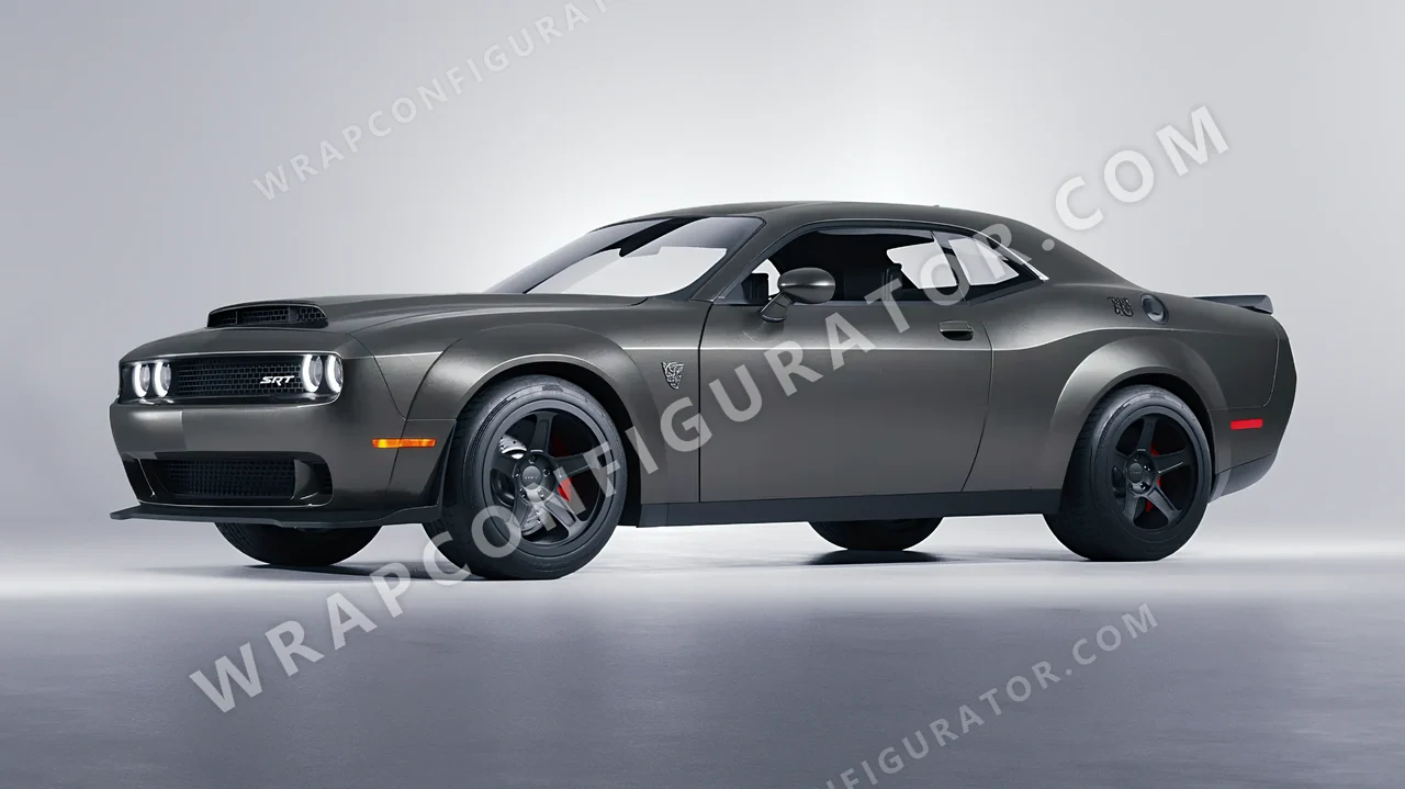 Grey Dodge Challenger SRT 2023 wrapped in Avery Dennison Dark Grey SW900-854-M