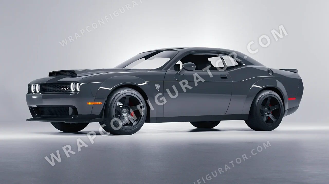 Grey Dodge Challenger SRT 2023 wrapped in Avery Dennison Dark Grey SW900-865-O