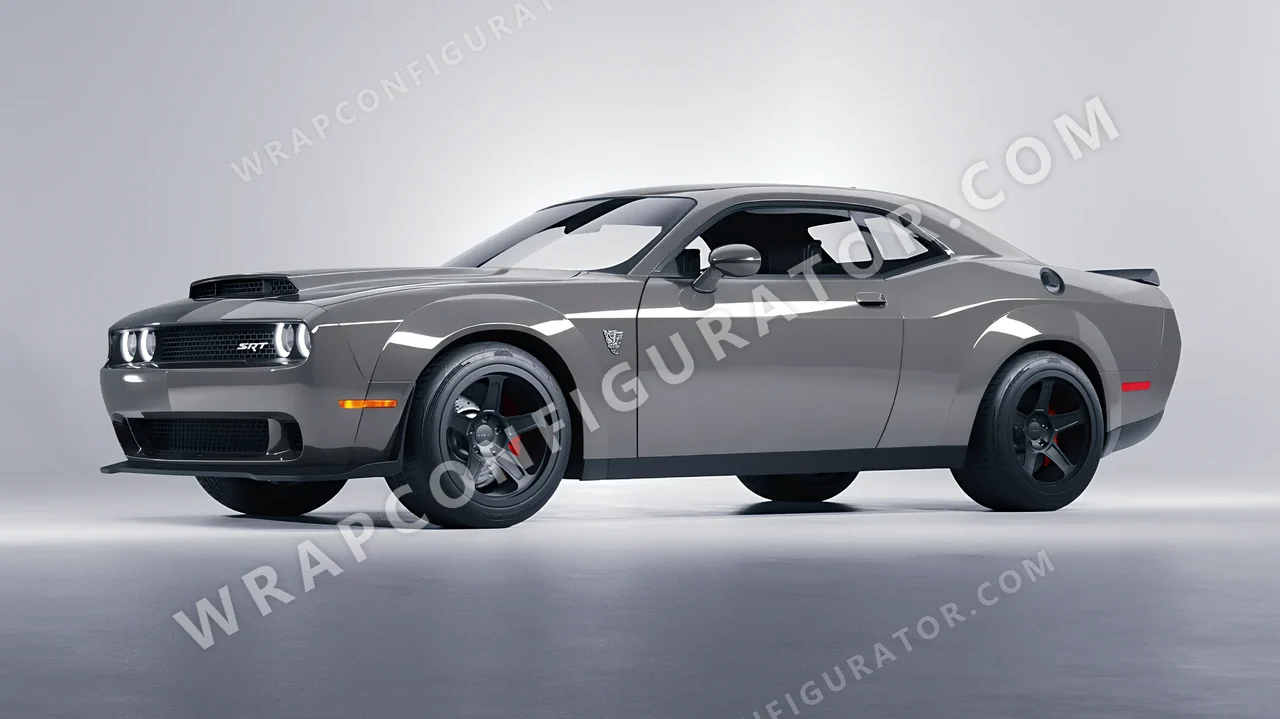 Grey Dodge Challenger SRT 2023 wrapped in Avery Dennison Misty Grey SW900-827-O