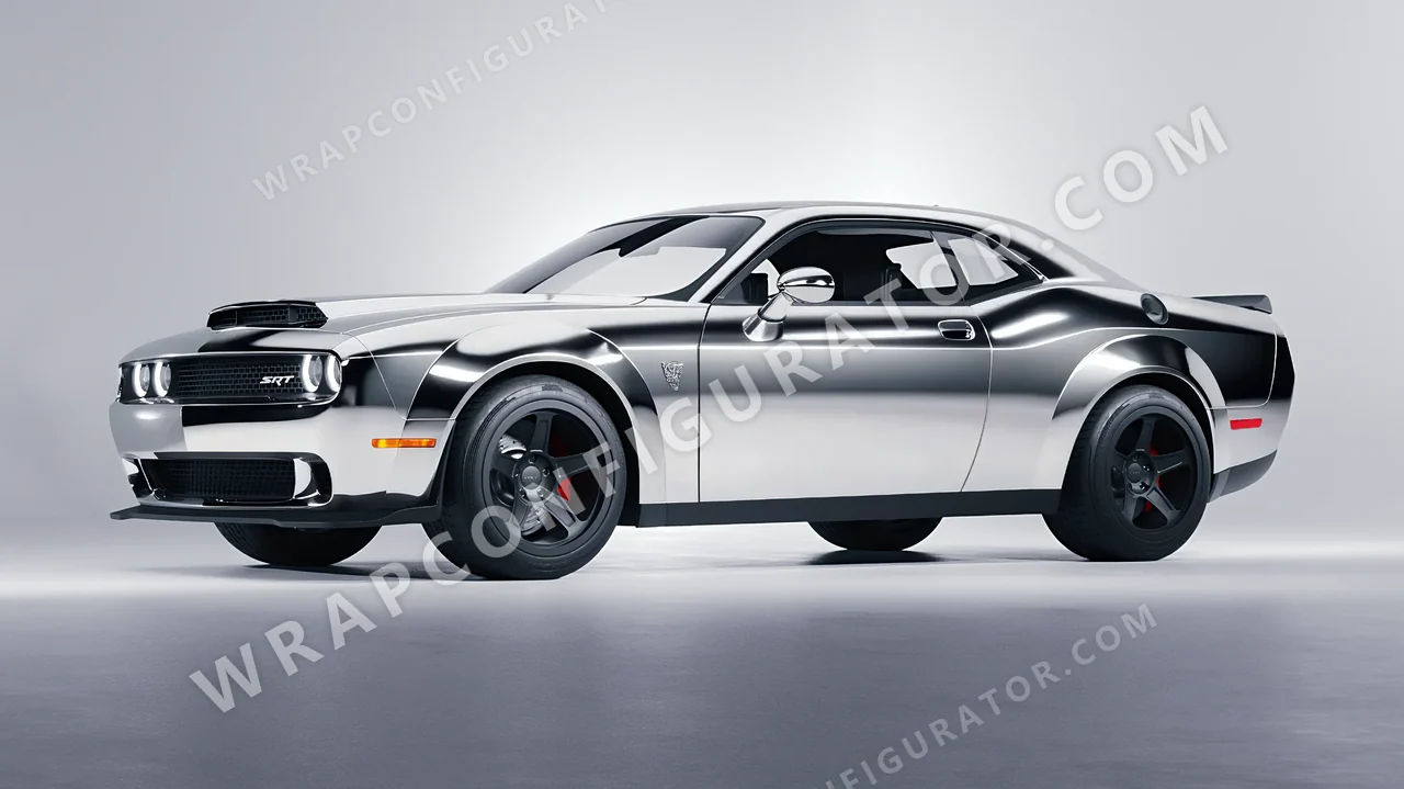 Grey Dodge Challenger SRT 2023 wrapped in Avery Dennison Silver SF100-843-S