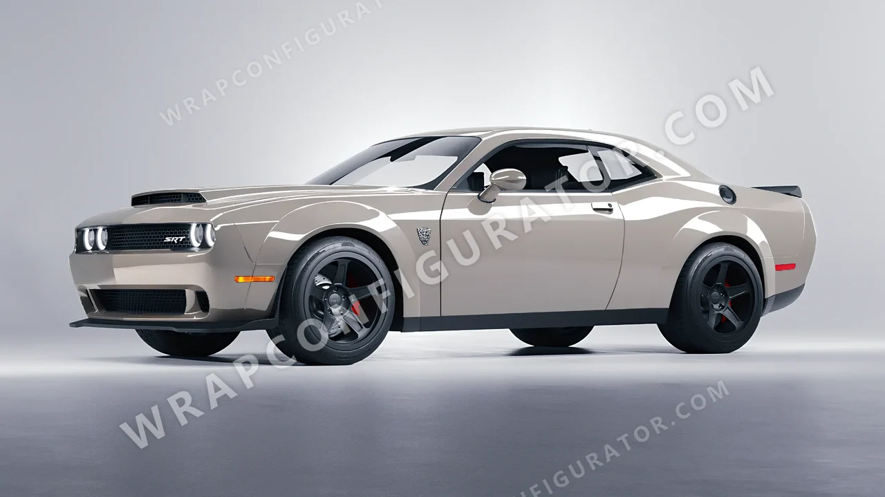 Grey Dodge Challenger SRT 2023 wrapped in Colourshield PPF by HyperPro Bright Gray HGF91-P