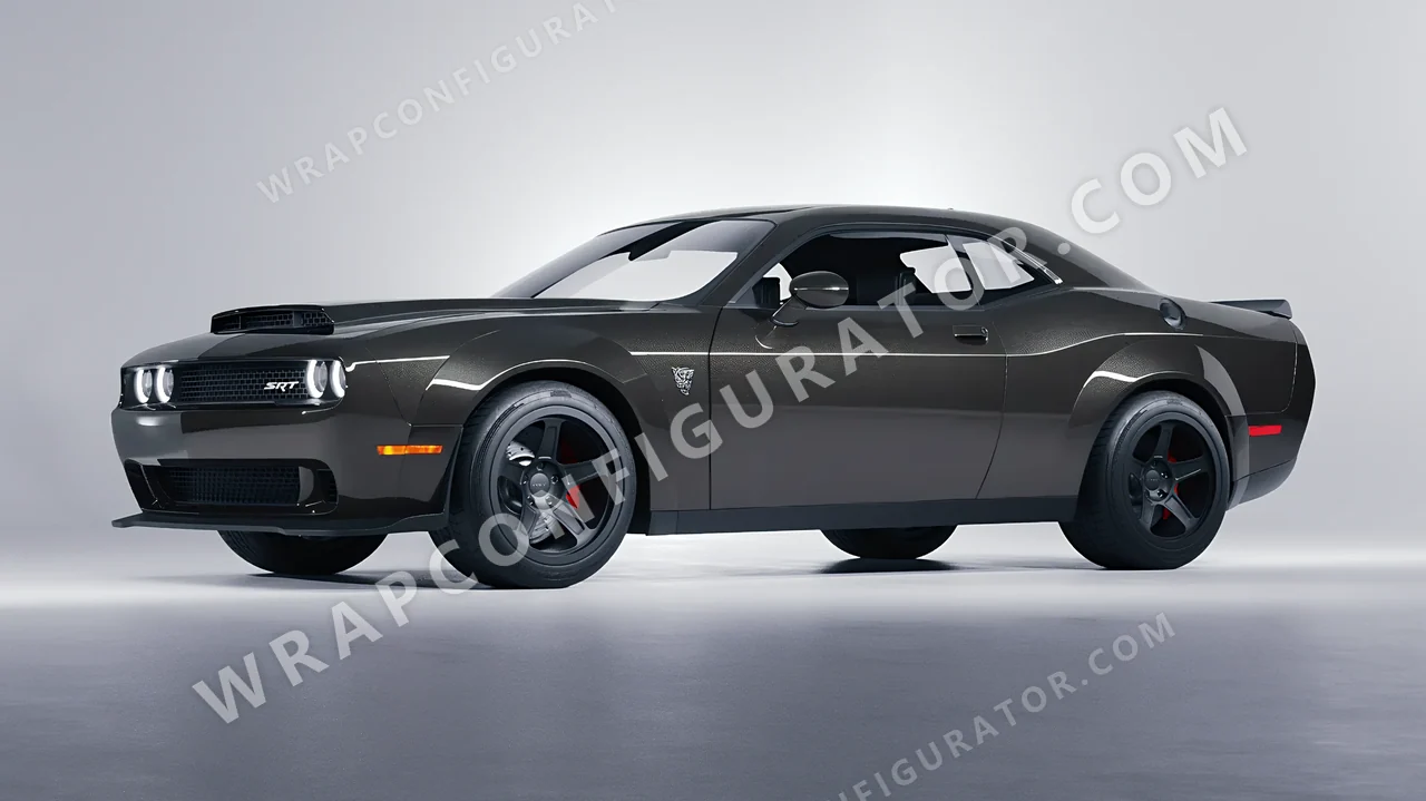 Grey Dodge Challenger SRT 2023 wrapped in Colourshield PPF by HyperPro Dark Gray HGM70-P