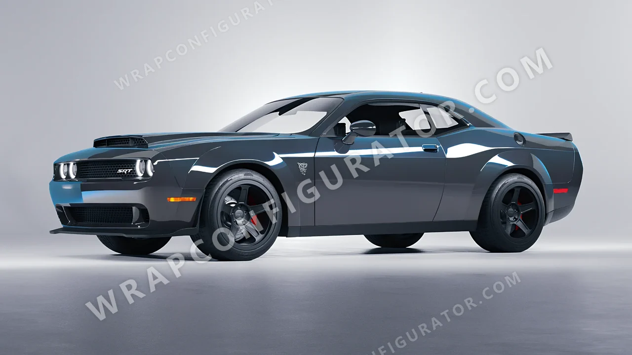 Grey Dodge Challenger SRT 2023 wrapped in Colourshield PPF by HyperPro Deep Gray HGF03-P