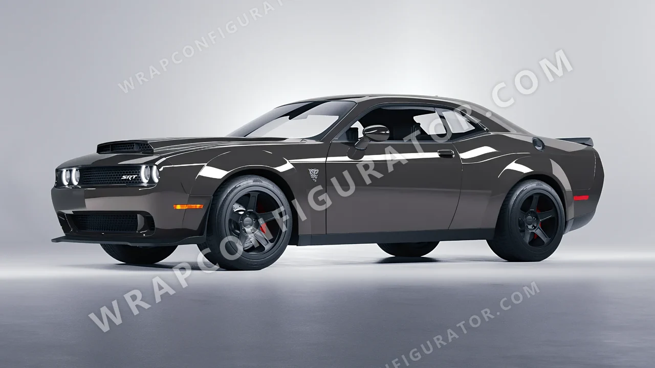 Grey Dodge Challenger SRT 2023 wrapped in Colourshield PPF by HyperPro Deep Gray HGF68-P