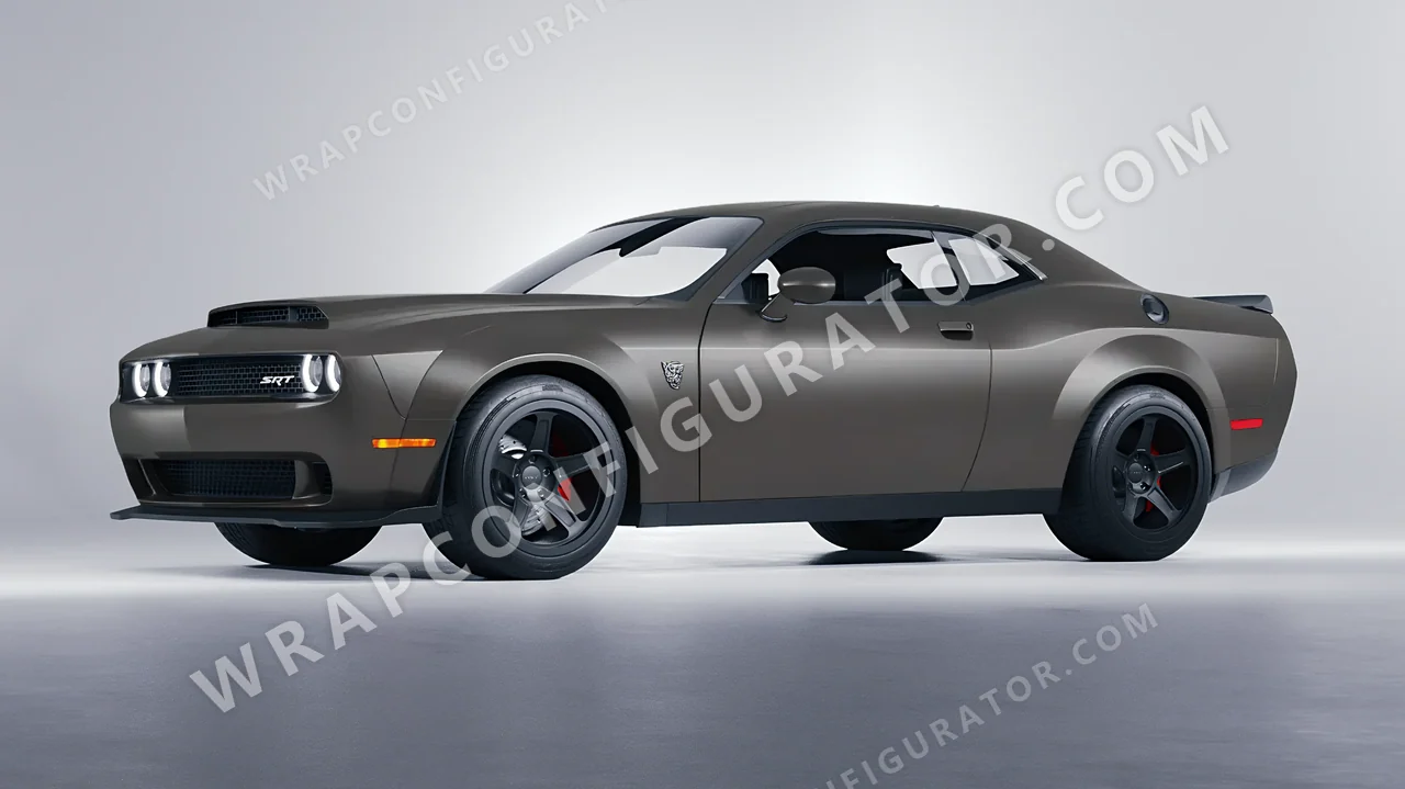 Grey Dodge Challenger SRT 2023 wrapped in Colourshield PPF by HyperPro Ink Gray SMF49-P